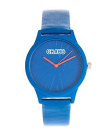 Unisex Splat Blue Leatherette Strap Watch 38mm