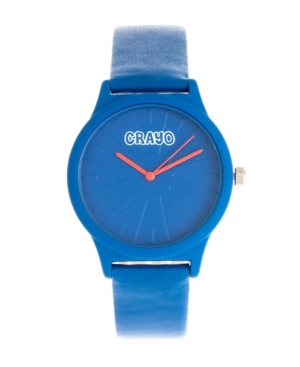 image of Crayo Unisex Splat Blue Leatherette Strap Watch 38mm