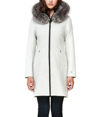 hooded fur trim coat