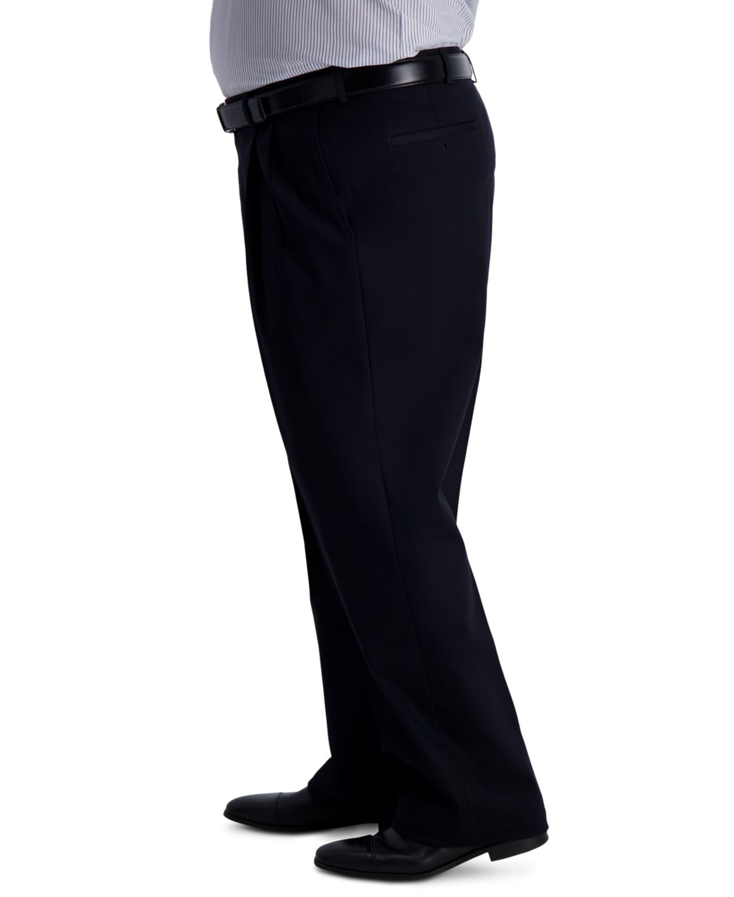 Мужские брюки Haggar Big & Tall Iron Free Premium Khaki Classic-Fit Pleated Pant, цвет: Чёрный — фото 3