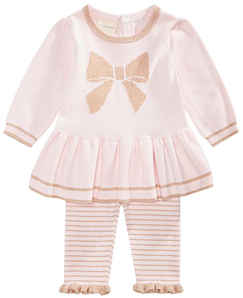 First Impressions Baby Girls 2 Pc Bow Sweater Tunic Striped