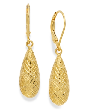 image of Giani Bernini 18k Gold over Sterling Silver Earrings, Diamond-Cut Teardrop Leverback Earrings
