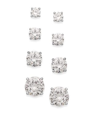 image of Giani Bernini Cubic Zirconia Stud Set in 18k Gold over Sterling Silver
