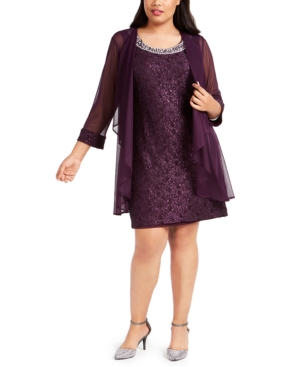 R & M Richards Plus Size Lace Dress & Jacket