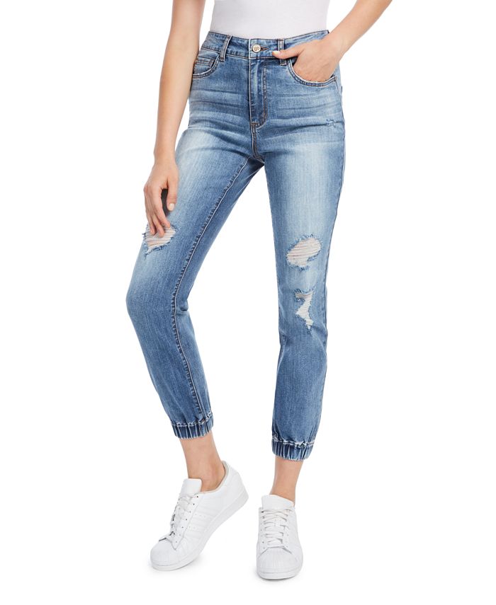 Dollhouse Juniors' Ripped Jogger Jeans - Macy's