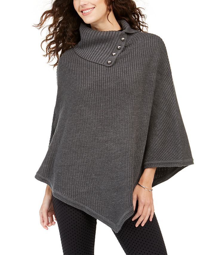 Michael Kors Shaker Poncho with MK Dome Buttons - Macy's