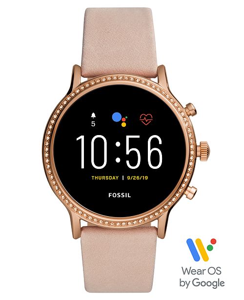 Fossil Tech Gen 5 Julianna HR Nude Leather Strap Smart Watch 44mm ...