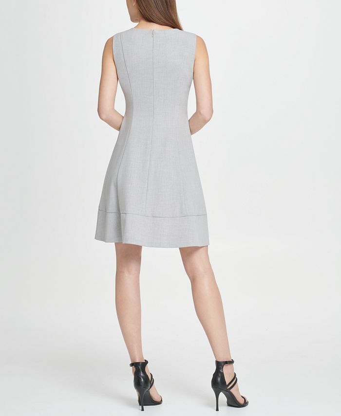 DKNY Lux Zip Front Fit Flare Dress - Macy's