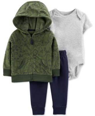 Carter's Baby Boys 3-Pc. Woodland Creatures Jacket, Bodysuit & Pants ...