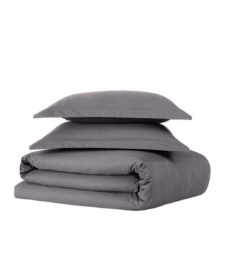 Solid Cotton Percale 3-Pc. Duvet Cover Set, King