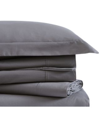 Solid Cotton Percale 4-Pc. Sheet Set, Queen