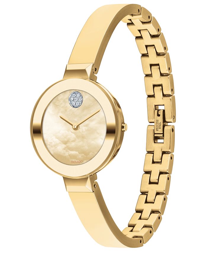 Movado Women's Swiss Bold Gold Ion-Plated Stainless Steel Bangle ...