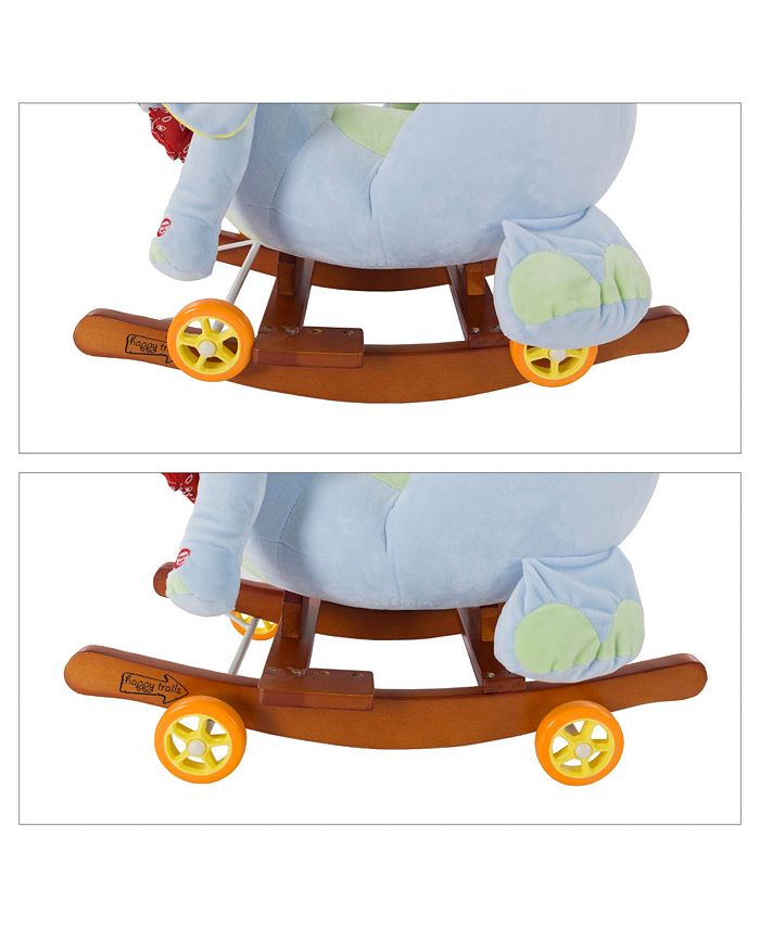 Happy Trails Rocking Horse Plush Animal Elephant 2in1 Wooden Rockers