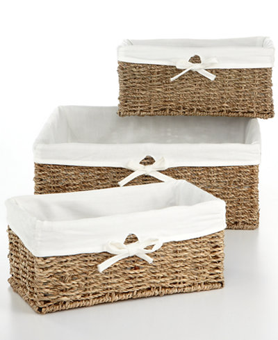 Household Essentials Storage Baskets, Set of 3 Seagrass Utility