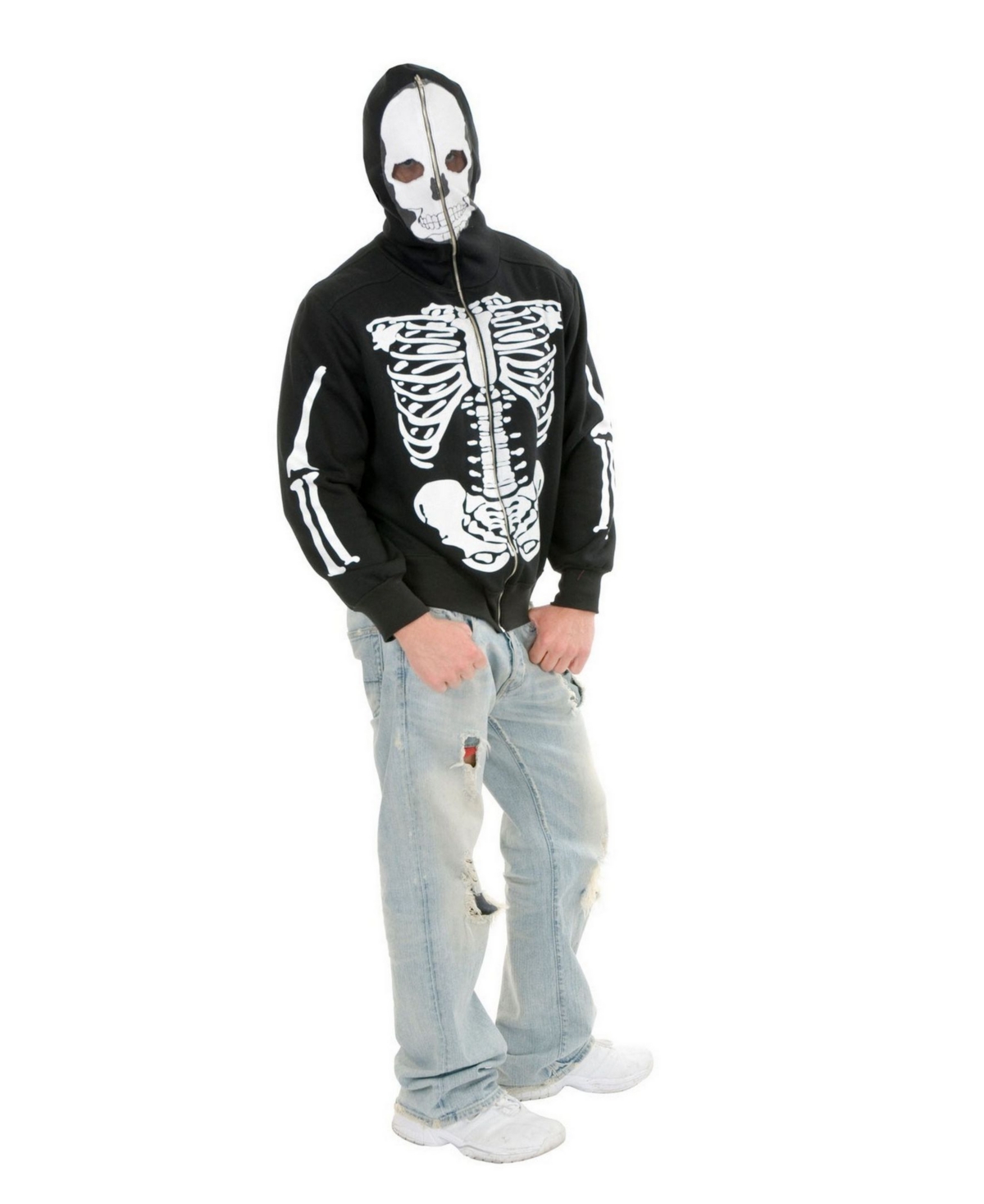 Men's Skeleton Hoodie Adult Costume - Black