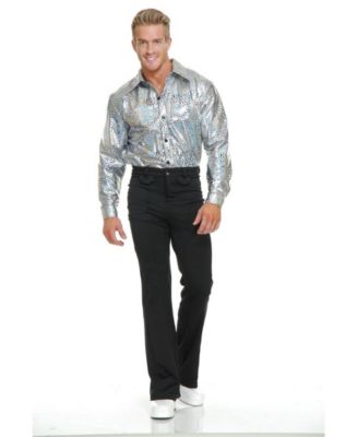 BuySeasons Men's Silver Glitter Disco Shirt - Macy's