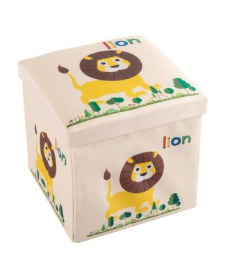 Trademark Global - Cushion Top Collapsible Toy Box and Ottoman - Folding Bin Playroom, Bedroom or Nursery Organizer Container for Dress Up, Stuffed Animals by