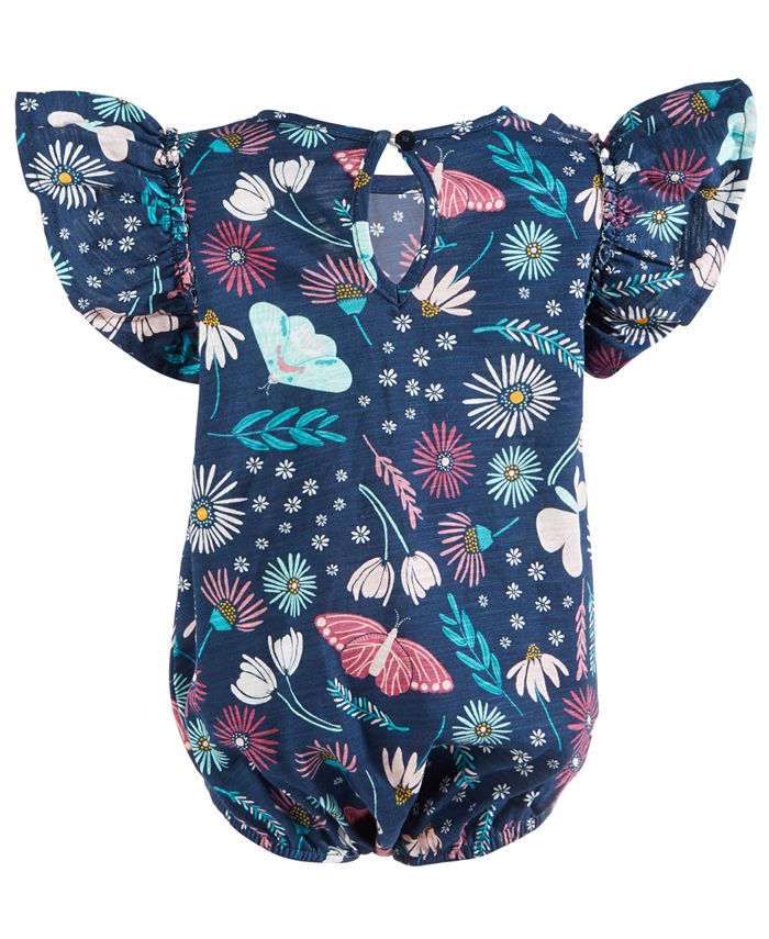 First Impressions Baby Girls Cotton Enchanted FlutterSleeve Bodysuit, Created for Macy's Macy's