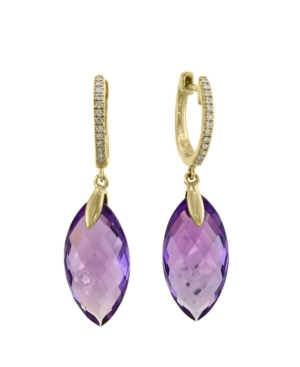 image of Effy Amethyst(10-1/6 ct. t.w.) & Diamond(1/10 ct. t.w.) Drop Earrings in 14k Gold