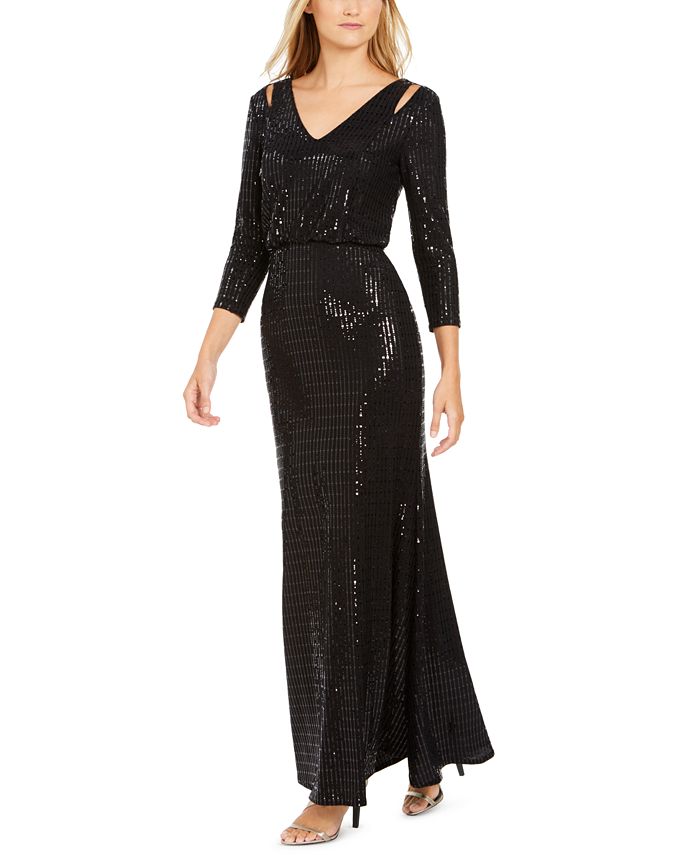 Calvin Klein Sequined Cutout Blouson Gown - Macy's