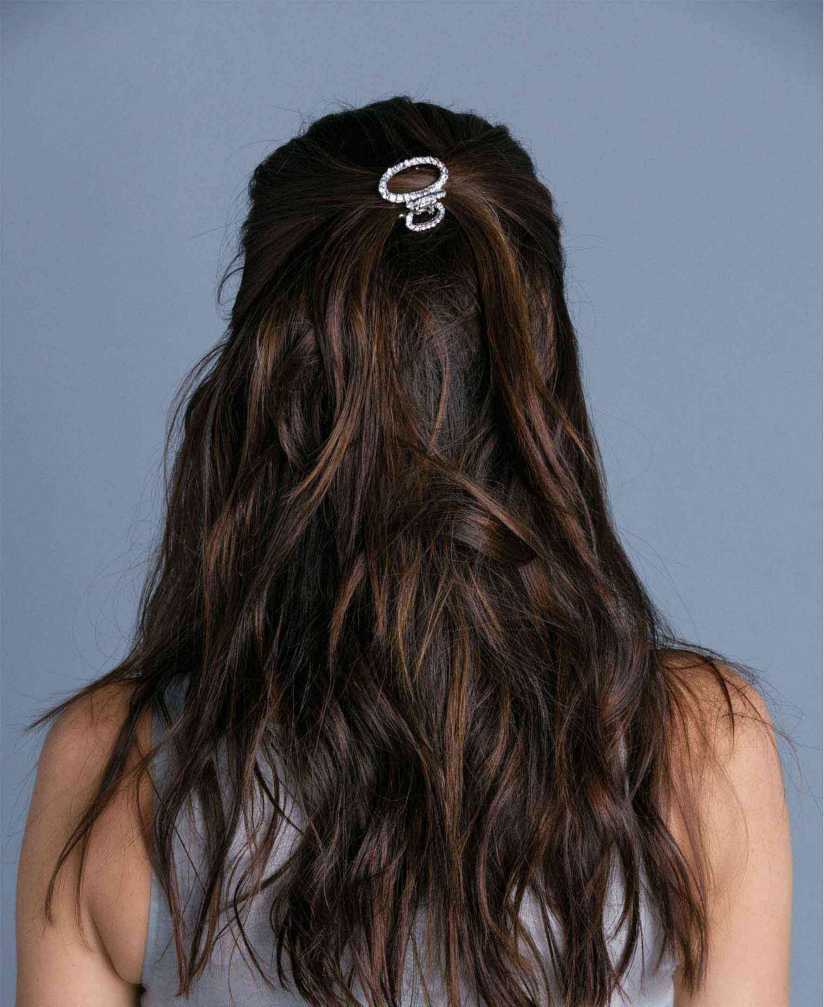 Oval Jeweled Hair Claw - Topaz