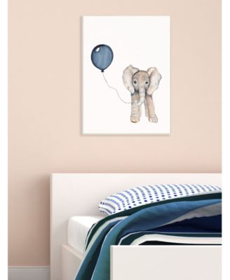 Baby Elephant with Blue Balloon Canvas Wall Art, 24" x 30"