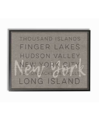 Stupell Industries New York Hudson Valley Long Island Typography Framed Giclee Art, 16&quot; x 20 ...