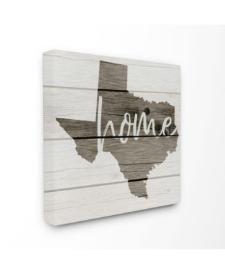 Texas Home Typography Map Canvas Wall Art, 17" x 17"