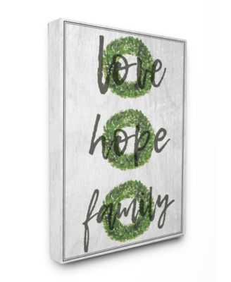 Love Hope Family Boxwood Wreath Canvas Wall Art, 24" x 30"