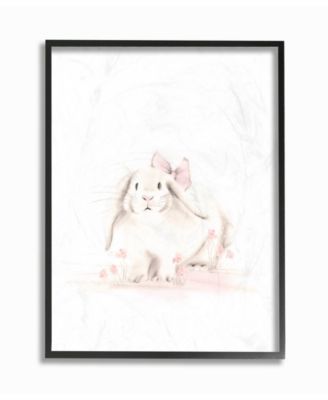 Baby Bunny with Pink Bow Framed Giclee Art, 16" x 20"
