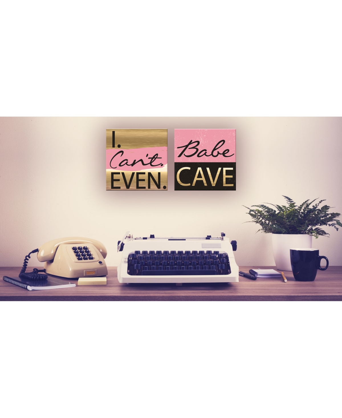 Stupell Industries Babe Cave Pink and Gold Wall Plaque Art,