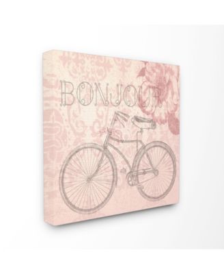 Bonjour Vintage-Inspired Bicycle Paris Canvas Wall Art, 24" x 24"