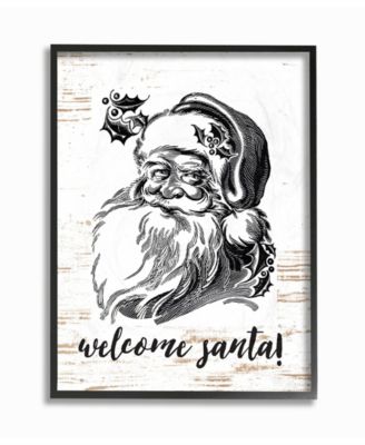 Christmas Welcome Santa Farmhouse Framed Giclee Art, 11" x 14"