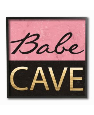Babe Cave Pink and Gold Framed Giclee Art, 12" x 12"