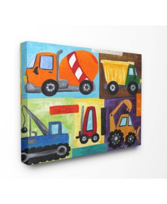 Home Decor Construction Trucks Set Canvas Wall Art, 16" x 20"