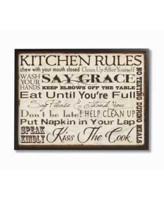 Home Decor Kitchen Rules Creme Typography Kitchen Framed Giclee Art, 16" x 20"