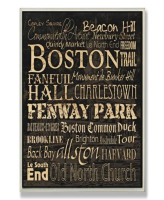 Home Decor Boston Words And Cities Typography Wall Plaque Art, 12.5" x 18.5"