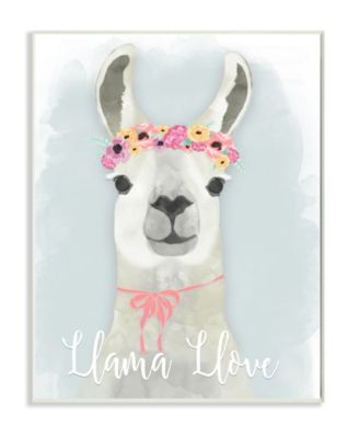 Llama Love Pink Flower Tiara Wall Plaque Art, 12.5" x 18.5"