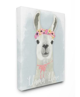 Llama Love Pink Flower Tiara Canvas Wall Art, 24" x 30"