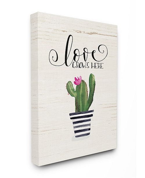 Stupell Industries Love Grows Here Cactus Canvas Wall Art 16 X