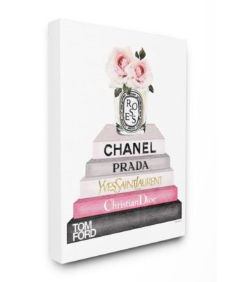 Book Stack Fashion Candle Pink Rose Canvas Wall Art, 30" x 40"