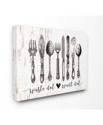 Waste Not Want Not Silverware Drawing Canvas Wall Art, 30" x 40"