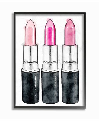 Three Pink Lipsticks Framed Giclee Art, 11" x 14"