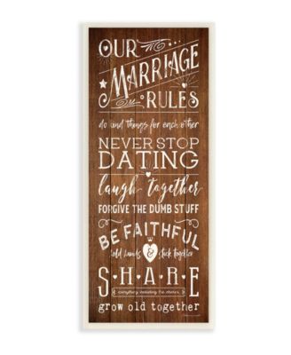 Our Marriage Rules Wall Plaque Art, 7" x 17"