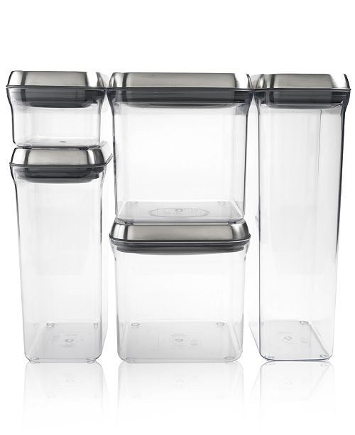 Oxo Pop Food Storage Containers Set Of 5 Stainless Steel