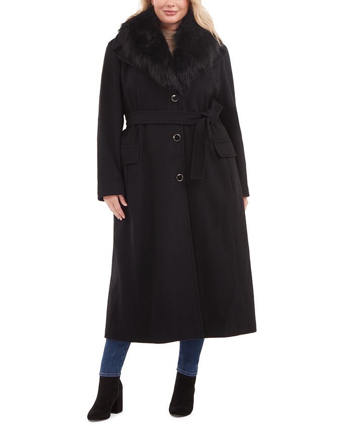 Antarctica Concreet Ongelijkheid Calvin Klein Plus Size Faux-Fur Collar Maxi Coat & Reviews - Coats & Jackets  - Plus Sizes - Macy's