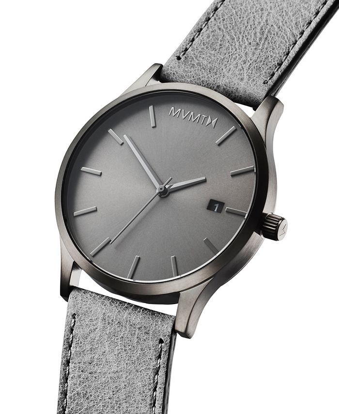 MVMT Classic Monochrome Gray Leather Strap Watch 45mm - Macy's