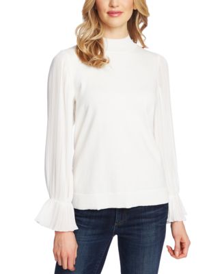 CeCe - Pleated Bell-Sleeve Cotton Sweater
