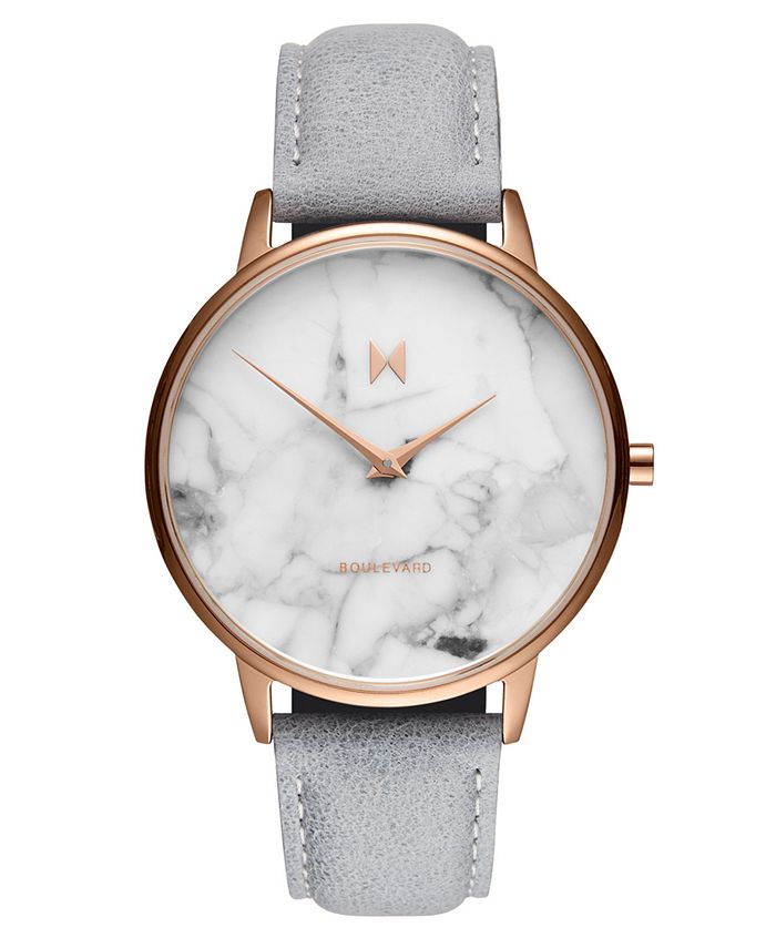 MVMT - Women's Beverly Marble Gray Leather Strap Watch 38mm