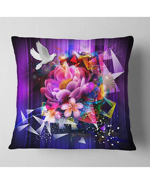 Design Art Designart Abstract Floral Design With Dove Floral Throw